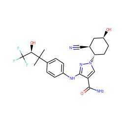 CC(C)(c1ccc(Nc2nn([C@H]3CC[C@H](O)C[C@@H]3C#N)cc2C(N)=O)cc1)[C@H](O)C(F)(F)F ZINC000221835128