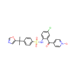 CC(C)(c1ccc(S(=O)(=O)Nc2ccc(Cl)cc2C(=O)c2cc[n+]([O-])cc2)cc1)c1cnco1 ZINC000113626765