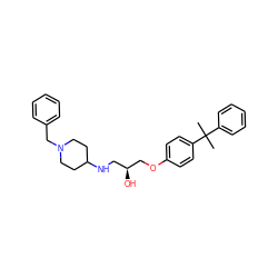 CC(C)(c1ccccc1)c1ccc(OC[C@@H](O)CNC2CCN(Cc3ccccc3)CC2)cc1 ZINC000012537760