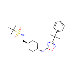 CC(C)(c1ccccc1)c1noc(N[C@H]2CC[C@H](CNS(=O)(=O)C(C)(C)C)CC2)n1 ZINC000261166325