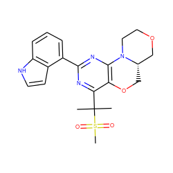 CC(C)(c1nc(-c2cccc3[nH]ccc23)nc2c1OC[C@H]1COCCN21)S(C)(=O)=O ZINC000218072712