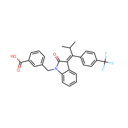 CC(C)/C(=C1\C(=O)N(Cc2cccc(C(=O)O)c2)c2ccccc21)c1ccc(C(F)(F)F)cc1 ZINC000116195810