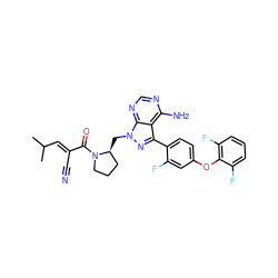 CC(C)/C=C(\C#N)C(=O)N1CCC[C@@H]1Cn1nc(-c2ccc(Oc3c(F)cccc3F)cc2F)c2c(N)ncnc21 ZINC000149826985