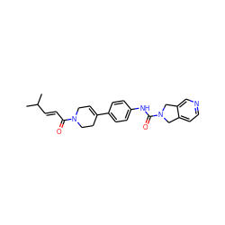 CC(C)/C=C/C(=O)N1CC=C(c2ccc(NC(=O)N3Cc4ccncc4C3)cc2)CC1 ZINC000167281239