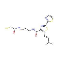 CC(C)/C=C/c1sc(-c2nccs2)nc1C(=O)NCCCNC(=O)CS ZINC000205386887