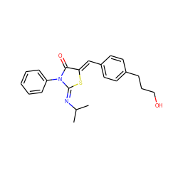 CC(C)/N=C1\S/C(=C\c2ccc(CCCO)cc2)C(=O)N1c1ccccc1 ZINC000049125184