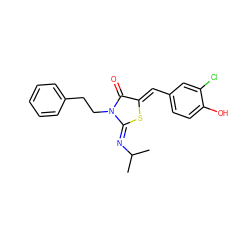 CC(C)/N=C1\S/C(=C\c2ccc(O)c(Cl)c2)C(=O)N1CCc1ccccc1 ZINC000049113827