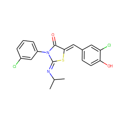 CC(C)/N=C1\S/C(=C\c2ccc(O)c(Cl)c2)C(=O)N1c1cccc(Cl)c1 ZINC000049114904