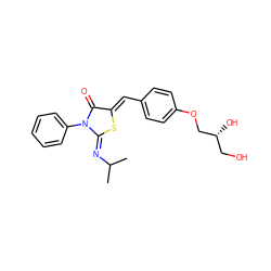 CC(C)/N=C1\S/C(=C\c2ccc(OC[C@H](O)CO)cc2)C(=O)N1c1ccccc1 ZINC000049125332