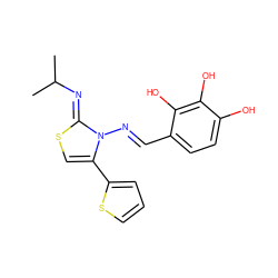 CC(C)/N=c1\scc(-c2cccs2)n1/N=C/c1ccc(O)c(O)c1O ZINC000013878658