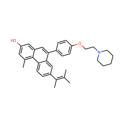 CC(C)=C(C)c1ccc2c(c1)c(-c1ccc(OCCN3CCCCC3)cc1)cc1cc(O)cc(C)c12 ZINC000013494070