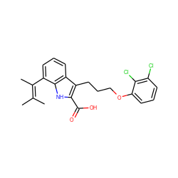 CC(C)=C(C)c1cccc2c(CCCOc3cccc(Cl)c3Cl)c(C(=O)O)[nH]c12 ZINC000063298069