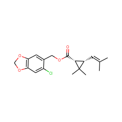 CC(C)=C[C@H]1[C@@H](C(=O)OCc2cc3c(cc2Cl)OCO3)C1(C)C ZINC000001649319