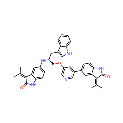 CC(C)=C1C(=O)Nc2ccc(N[C@H](COc3cncc(-c4ccc5c(c4)C(=C(C)C)C(=O)N5)c3)Cc3c[nH]c4ccccc34)cc21 ZINC000034803950