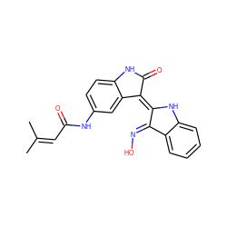 CC(C)=CC(=O)Nc1ccc2c(c1)/C(=C1/Nc3ccccc3/C1=N\O)C(=O)N2 ZINC000653857050