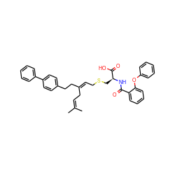 CC(C)=CC/C(=C\CSC[C@H](NC(=O)c1ccccc1Oc1ccccc1)C(=O)O)CCc1ccc(-c2ccccc2)cc1 ZINC000059181770