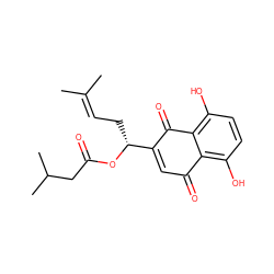 CC(C)=CC[C@@H](OC(=O)CC(C)C)C1=CC(=O)c2c(O)ccc(O)c2C1=O ZINC000002516907