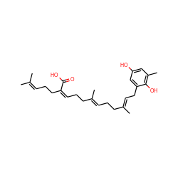 CC(C)=CCC/C(=C/CC/C(C)=C/CC/C(C)=C/Cc1cc(O)cc(C)c1O)C(=O)O ZINC000029052890