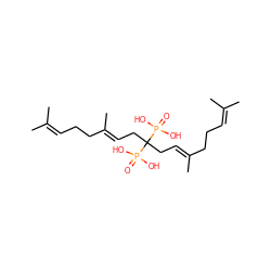 CC(C)=CCC/C(C)=C/CC(C/C=C(\C)CCC=C(C)C)(P(=O)(O)O)P(=O)(O)O ZINC000029123084