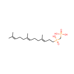 CC(C)=CCC/C(C)=C/CC/C(C)=C/CC[P@@](=O)(O)CP(=O)(O)O ZINC000001537313