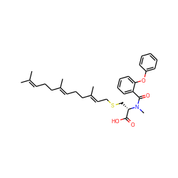 CC(C)=CCC/C(C)=C/CC/C(C)=C/CSC[C@@H](C(=O)O)N(C)C(=O)c1ccccc1Oc1ccccc1 ZINC000073197378