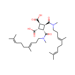 CC(C)=CCC/C(C)=C/CCN(C)C(=O)[C@@H]1[C@H](C(=O)O)[C@@H](C(=O)O)[C@H]1C(=O)N(C)CC/C=C(\C)CCC=C(C)C ZINC000026262725