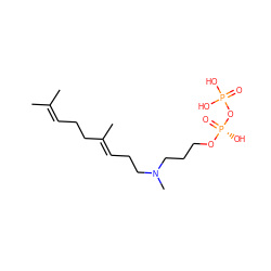 CC(C)=CCC/C(C)=C/CCN(C)CCCO[P@](=O)(O)OP(=O)(O)O ZINC000013473660