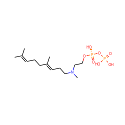 CC(C)=CCC/C(C)=C/CCN(C)CCO[P@@](=O)(O)OP(=O)(O)O ZINC000013473664