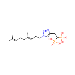 CC(C)=CCC/C(C)=C/CCn1cc(CC(P(=O)(O)O)P(=O)(O)O)nn1 ZINC000211366795