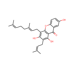 CC(C)=CCC/C(C)=C/Cc1c(O)c(CC=C(C)C)c(O)c2c(=O)c3cc(O)ccc3oc12 ZINC000015253995