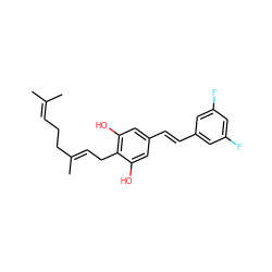 CC(C)=CCC/C(C)=C/Cc1c(O)cc(/C=C/c2cc(F)cc(F)c2)cc1O ZINC000084653031