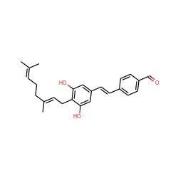 CC(C)=CCC/C(C)=C/Cc1c(O)cc(/C=C/c2ccc(C=O)cc2)cc1O ZINC000084653005