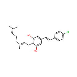 CC(C)=CCC/C(C)=C/Cc1c(O)cc(/C=C/c2ccc(Cl)cc2)cc1O ZINC000084653004