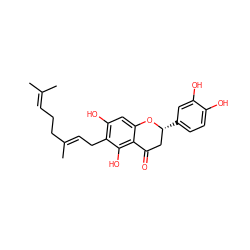 CC(C)=CCC/C(C)=C/Cc1c(O)cc2c(c1O)C(=O)C[C@@H](c1ccc(O)c(O)c1)O2 ZINC000015122022