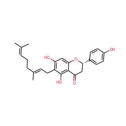 CC(C)=CCC/C(C)=C/Cc1c(O)cc2c(c1O)C(=O)C[C@@H](c1ccc(O)cc1)O2 ZINC000013378636