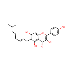 CC(C)=CCC/C(C)=C/Cc1c(O)cc2oc(-c3ccc(O)cc3)c(O)c(=O)c2c1O ZINC000014584389