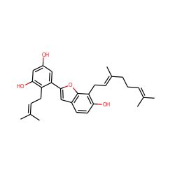 CC(C)=CCC/C(C)=C/Cc1c(O)ccc2cc(-c3cc(O)cc(O)c3CC=C(C)C)oc12 ZINC000001631746