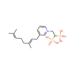 CC(C)=CCC/C(C)=C/Cc1ccc[n+](CC(P(=O)(O)O)P(=O)(O)O)c1 ZINC000029056818