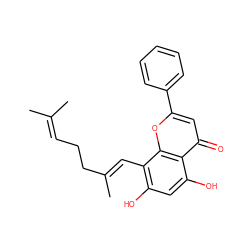 CC(C)=CCC/C(C)=C/c1c(O)cc(O)c2c(=O)cc(-c3ccccc3)oc12 ZINC000072179433