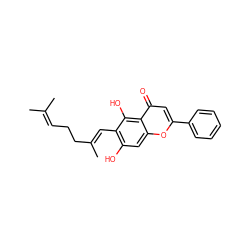 CC(C)=CCC/C(C)=C/c1c(O)cc2oc(-c3ccccc3)cc(=O)c2c1O ZINC000072179432