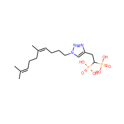 CC(C)=CCC/C(C)=C\CCCn1cc(CC(P(=O)(O)O)P(=O)(O)O)nn1 ZINC000231364935