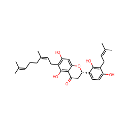 CC(C)=CCC/C(C)=C\Cc1c(O)cc2c(c1O)C(=O)C[C@@H](c1ccc(O)c(CC=C(C)C)c1O)O2 ZINC000653850202