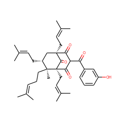 CC(C)=CCC[C@@]1(C)[C@H](CC=C(C)C)C[C@@]2(CC=C(C)C)C(=O)C(C(=O)c3cccc(O)c3)C(=O)[C@]1(CC=C(C)C)C2=O ZINC000238736297