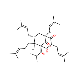 CC(C)=CCC[C@@]1(C)[C@H](CC=C(C)C)C[C@@]2(CC=C(C)C)C(=O)C(CC=C(C)C)C(=O)[C@]1(C(=O)C(C)C)C2=O ZINC000104882825