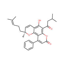 CC(C)=CCC[C@@]1(C)C=Cc2c(O)c(C(=O)CC(C)C)c3oc(=O)cc(-c4ccccc4)c3c2O1 ZINC000064448421