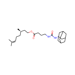 CC(C)=CCC[C@@H](C)CCOC(=O)CCCNC(=O)NC12CC3CC(CC(C3)C1)C2 ZINC000013560475