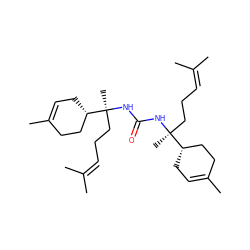 CC(C)=CCC[C@](C)(NC(=O)N[C@@](C)(CCC=C(C)C)[C@H]1CC=C(C)CC1)[C@H]1CC=C(C)CC1 ZINC000013377761