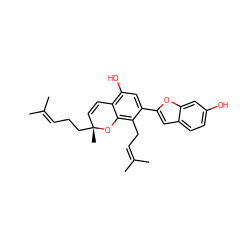 CC(C)=CCC[C@]1(C)C=Cc2c(O)cc(-c3cc4ccc(O)cc4o3)c(CC=C(C)C)c2O1 ZINC000238731942