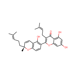 CC(C)=CCC[C@]1(C)C=Cc2c(ccc(-c3oc4cc(O)cc(O)c4c(=O)c3CC=C(C)C)c2O)O1 ZINC000014690587