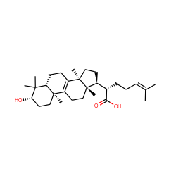 CC(C)=CCC[C@H](C(=O)O)[C@@H]1CC[C@]2(C)C3=C(CC[C@@]12C)[C@@]1(C)CC[C@H](O)C(C)(C)[C@@H]1CC3 ZINC000036479656